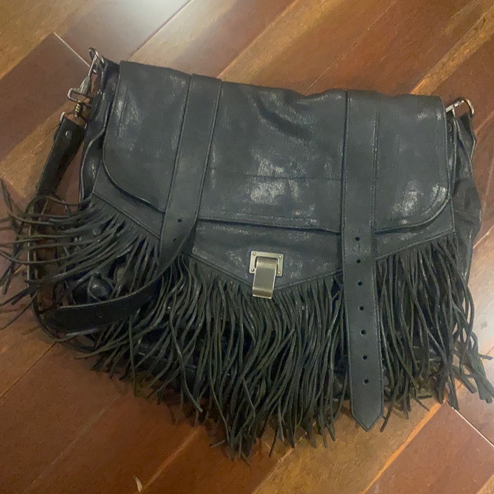 Prozena Schouler Large PS1 bag black with fringe